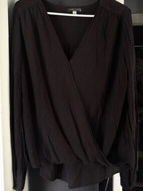 Final Touch Black Wrap-Front Tunic Blouse